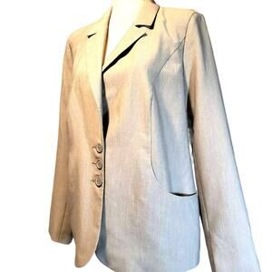 Venus Vintage Jacket Size 14, EU 44 Gray Blazer Large Styled Pockets Lined Retro